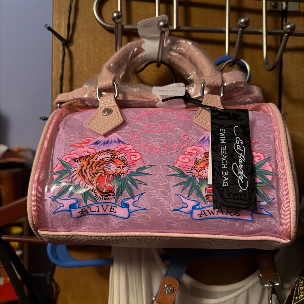 Ed Hardy Pink Swim Beach Bag